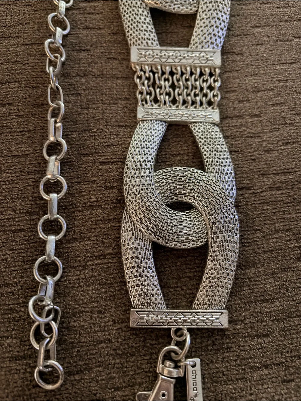 Chicos Vintage Statement Metal Belt, Y2K, Large Hip Chunky Link Chain, Retro